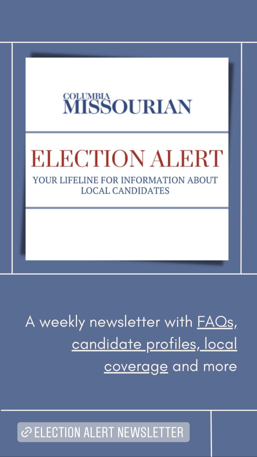 An Instagram Story with a navy background with an Election Alert logo and a link to subscribe to the newsletter